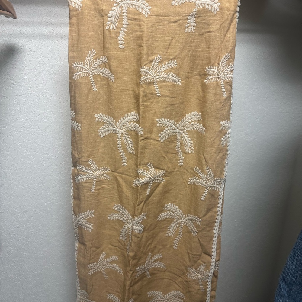Beige Palm Tree Patterned Zara Skirt